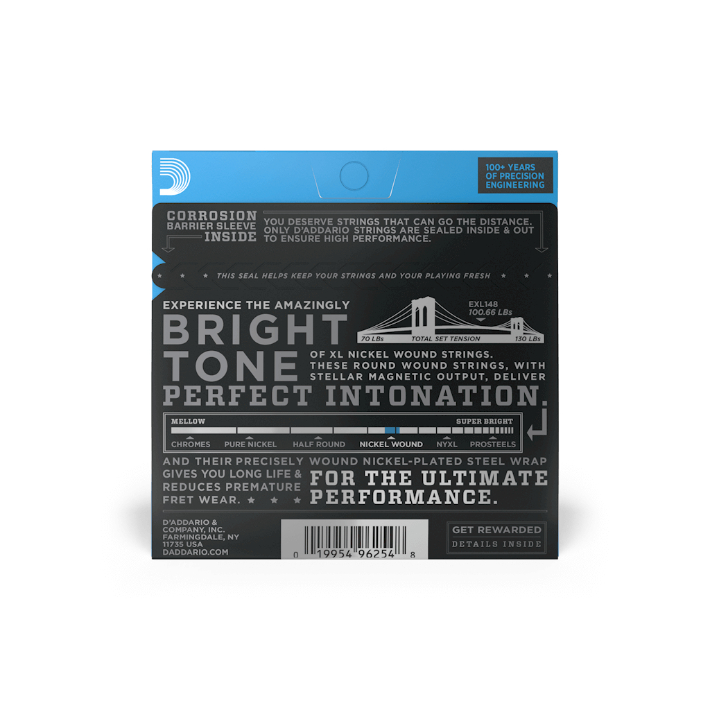 Струни для гітари D'Addario XL Nickel Wound Extra Heavy (12-60) (EXL148) - фото 3 Струни для гітари D'Addario XL Nickel Wound Extra Heavy (12-60) (EXL148) - фото 3