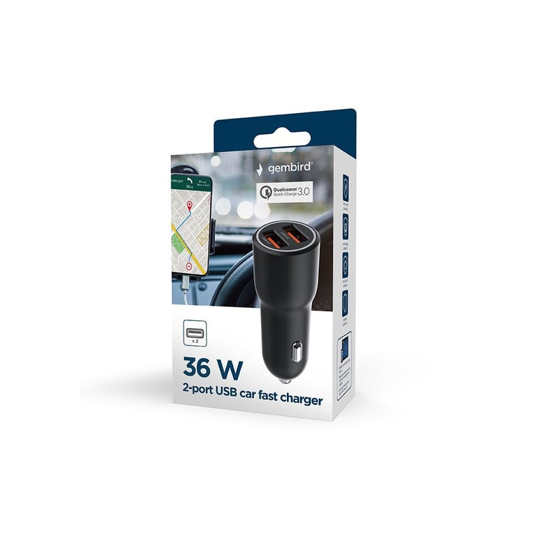 Зарядний пристрій Gembird 2xUSB QC3.0 car adapter black (TA-UC-A2QC36-CAR-01) - фото 7