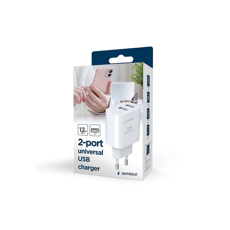 Зарядний пристрій Gembird 2 USB-A 5V/2.4A (12W) white (TA-UC-2A12-01) - фото 6