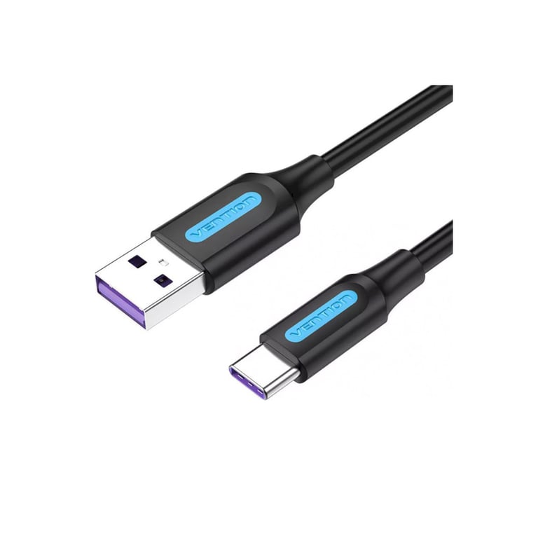 Дата кабель USB 2.0 AM to USB-C 0.5m 5.0A (25W) PVC black Vention (CORBD) - фото 1