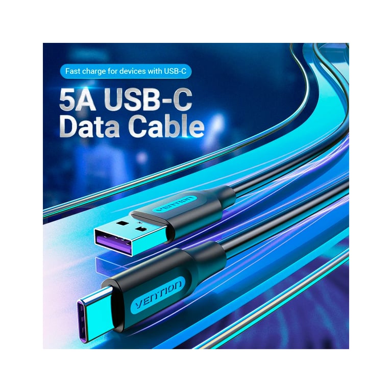 Дата кабель USB 2.0 AM to USB-C 0.5m 5.0A (25W) PVC black Vention (CORBD) - фото 4