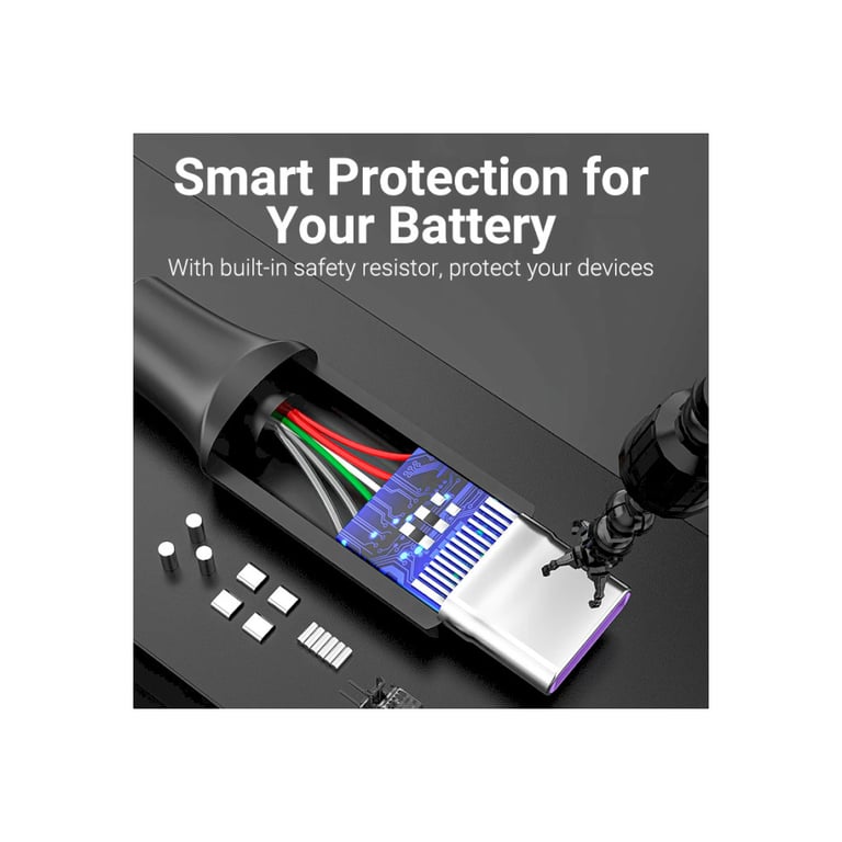 Дата кабель USB 2.0 AM to USB-C 0.5m 5.0A (25W) PVC black Vention (CORBD) - фото 8