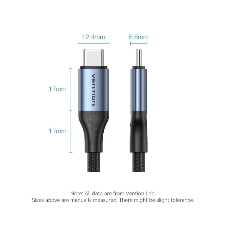 Дата кабель USB-C to USB-C 1.0m Thunderbolt 4 240W (50V/5A) 8K60Hz Gray Aluminum Alloy Vention (TAVHF) - фото 2