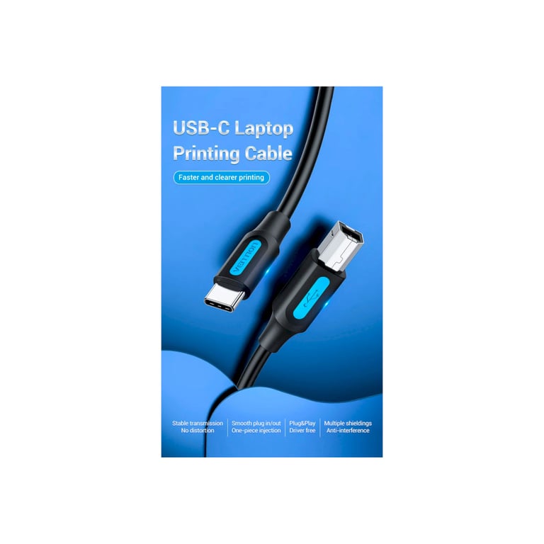 Кабель для принтера USB-C 2.0 to BM 2.0m 2.4А 480Mbps Vention (CQUBH) - фото 3