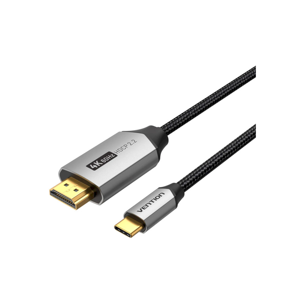 Кабель мультимедійний USB-C to HDMI M 1.5m 4K60Hz Thunderbolt 3 HDCP2.2 black Vention (CRBBG) - фото 1