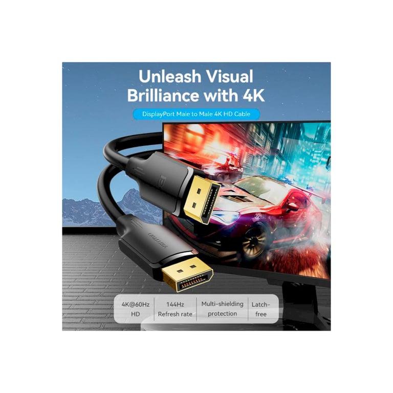 Кабель мультимедійний DisplayPort M to DisplayPort M 3.0m V1.2 4K 60Hz 3D Dolby 7.1 Vention (HAKBI) - фото 2