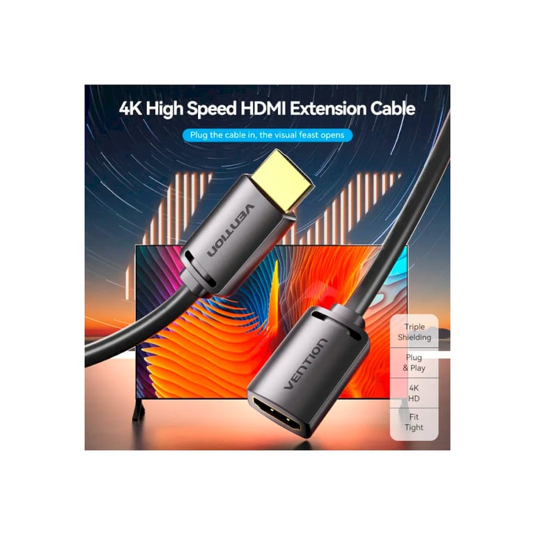 Кабель мультимедійний HDMI M to HDMI F 5.0m V2.0 4K60Hz Vention (AHCBJ) - фото 2