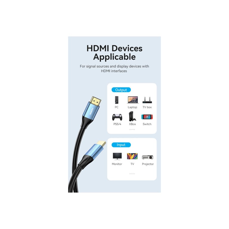 Кабель мультимедійний HDMI M to HDMI M 2.0m V2.0 4K60Hz blue Vention (ALHSH) - фото 4