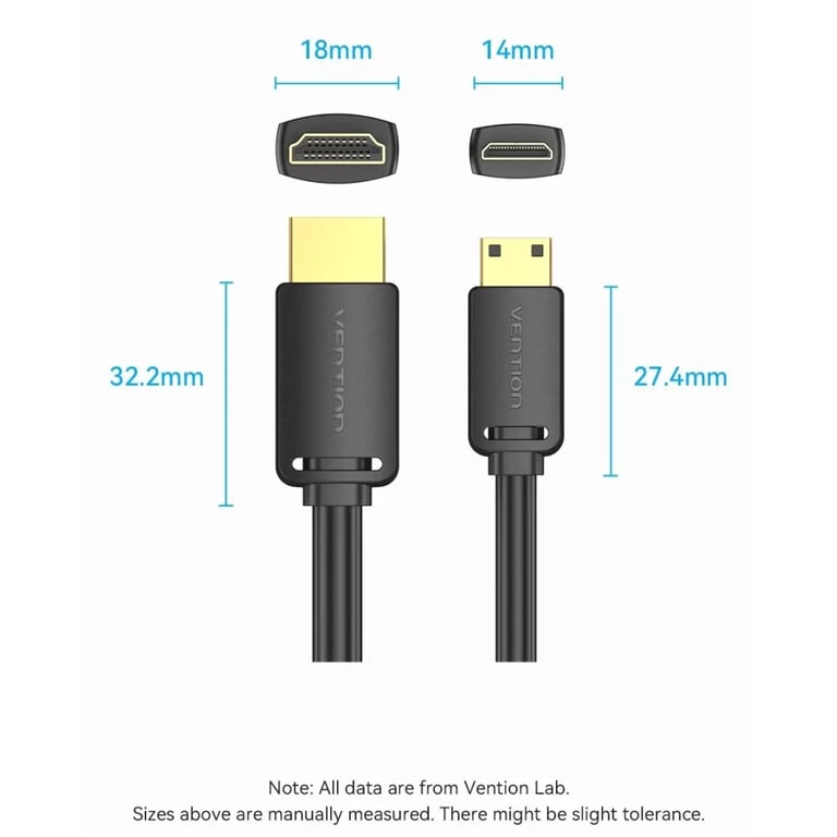 Кабель мультимедійний HDMI M to HDMI mini M 3.0m V2.0 4K60Hz Vention (AGHBI) - фото 3