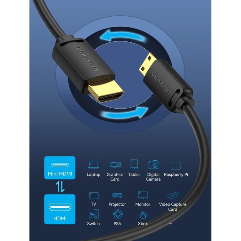 Кабель мультимедійний HDMI M to HDMI mini M 3.0m V2.0 4K60Hz Vention (AGHBI) - фото 9
