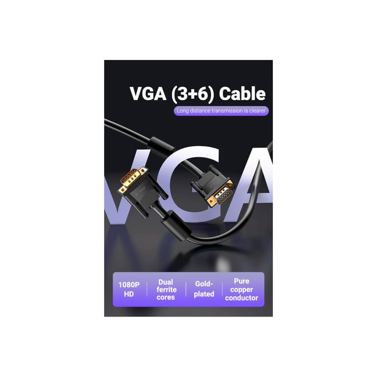 Кабель мультимедійний VGA M to VGA M 2.0m ferrite Vention (DAEBH) - фото 2