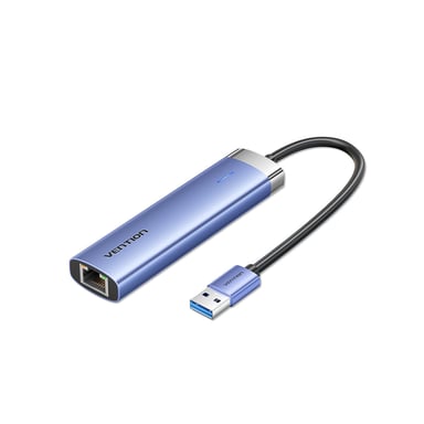 Концентратор Vention USB 3.0 to USB 3.0x3/RJ45/Type-C Hub Blue Aluminum Alloy 5-in-1 (TGFSB) - фото 1