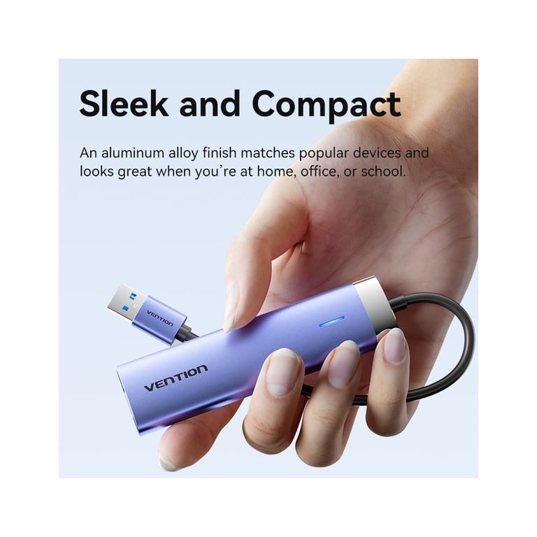 Концентратор Vention USB 3.0 to USB 3.0x3/RJ45/Type-C Hub Blue Aluminum Alloy 5-in-1 (TGFSB) - фото 3
