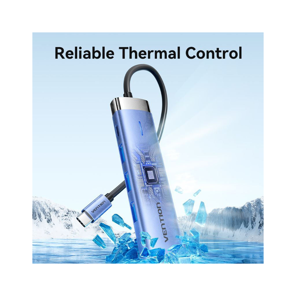 Концентратор Vention USB 3.1 Type-C to HDMI/USB 3.0x3/PD 100W Blue Aluminum Alloy Hub 5-in-1 (TGESB) - фото 9 Концентратор Vention USB 3.1 Type-C to HDMI/USB 3.0x3/PD 100W Blue Aluminum Alloy Hub 5-in-1 (TGESB) - фото 9