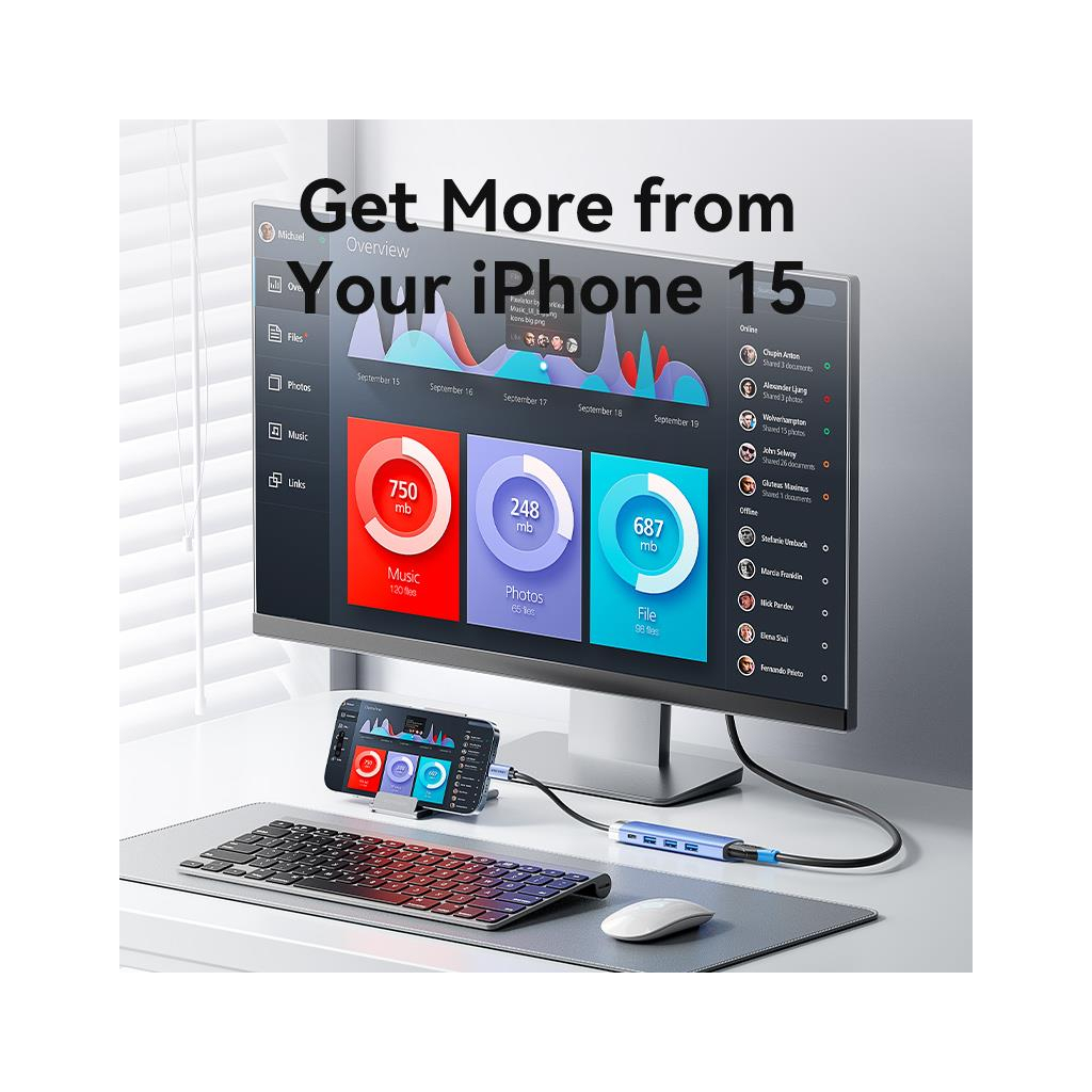 Концентратор Vention USB 3.1 Type-C to HDMI/USB 3.0x3/PD 100W Blue Aluminum Alloy Hub 5-in-1 (TGESB) - фото 10 Концентратор Vention USB 3.1 Type-C to HDMI/USB 3.0x3/PD 100W Blue Aluminum Alloy Hub 5-in-1 (TGESB) - фото 10