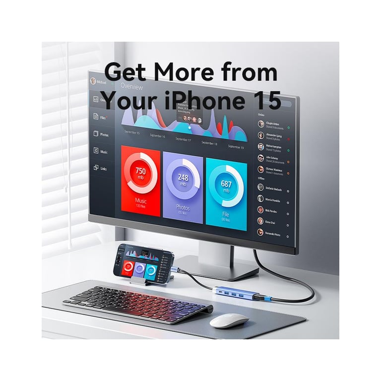 Концентратор Vention USB 3.1 Type-C to HDMI/USB 3.0x3/PD 100W Blue Aluminum Alloy Hub 5-in-1 (TGESB) - фото 10