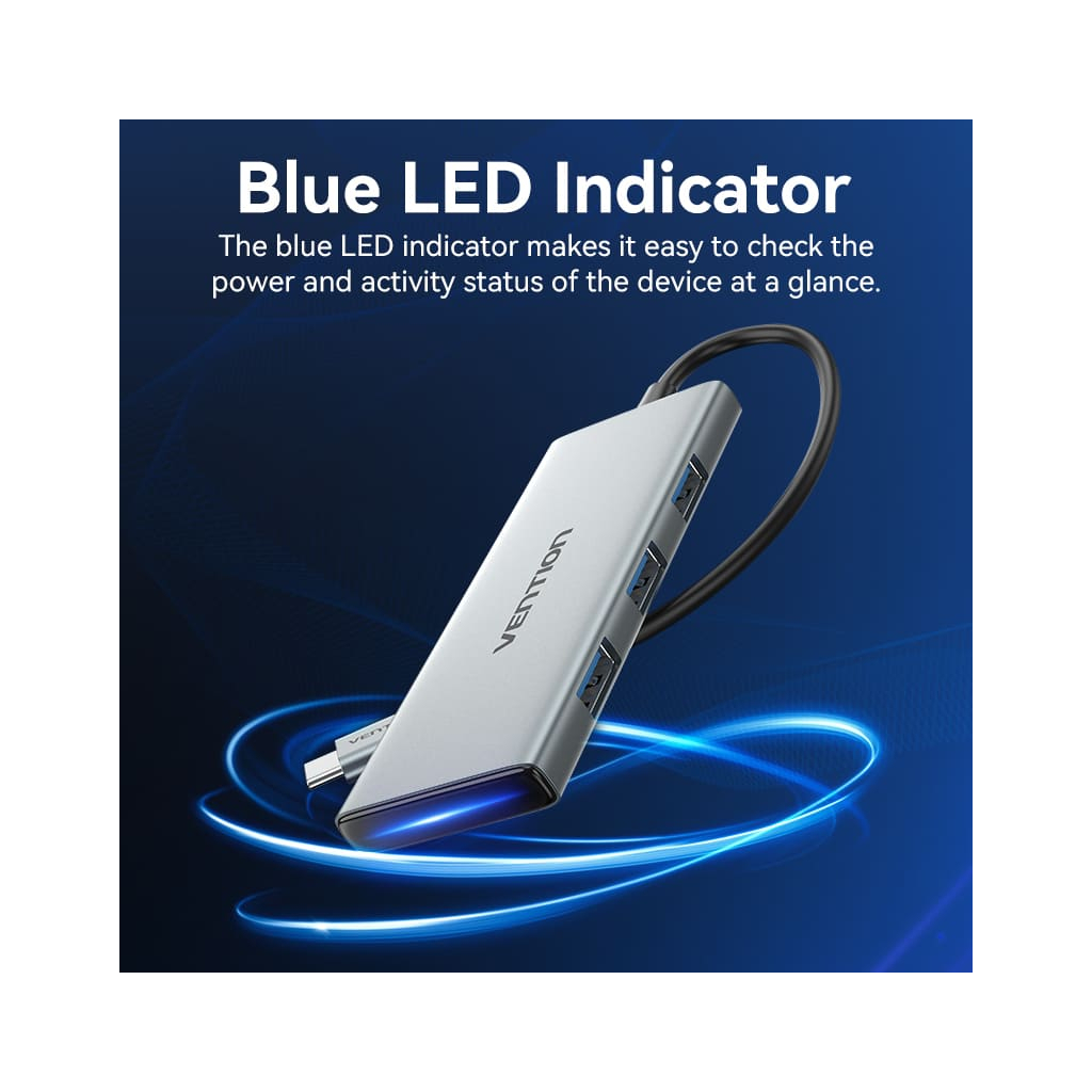 Концентратор Vention USB 3.1 Type-C to HDMI/USB 3.0x3/SD/TF/PD 100W 7-in-1 (TOPHB) - фото 3 Концентратор Vention USB 3.1 Type-C to HDMI/USB 3.0x3/SD/TF/PD 100W 7-in-1 (TOPHB) - фото 3