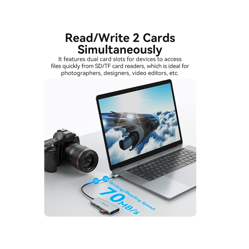 Концентратор Vention USB 3.1 Type-C to HDMI/USB 3.0x3/SD/TF/PD 100W 7-in-1 (TOPHB) - фото 10 Концентратор Vention USB 3.1 Type-C to HDMI/USB 3.0x3/SD/TF/PD 100W 7-in-1 (TOPHB) - фото 10