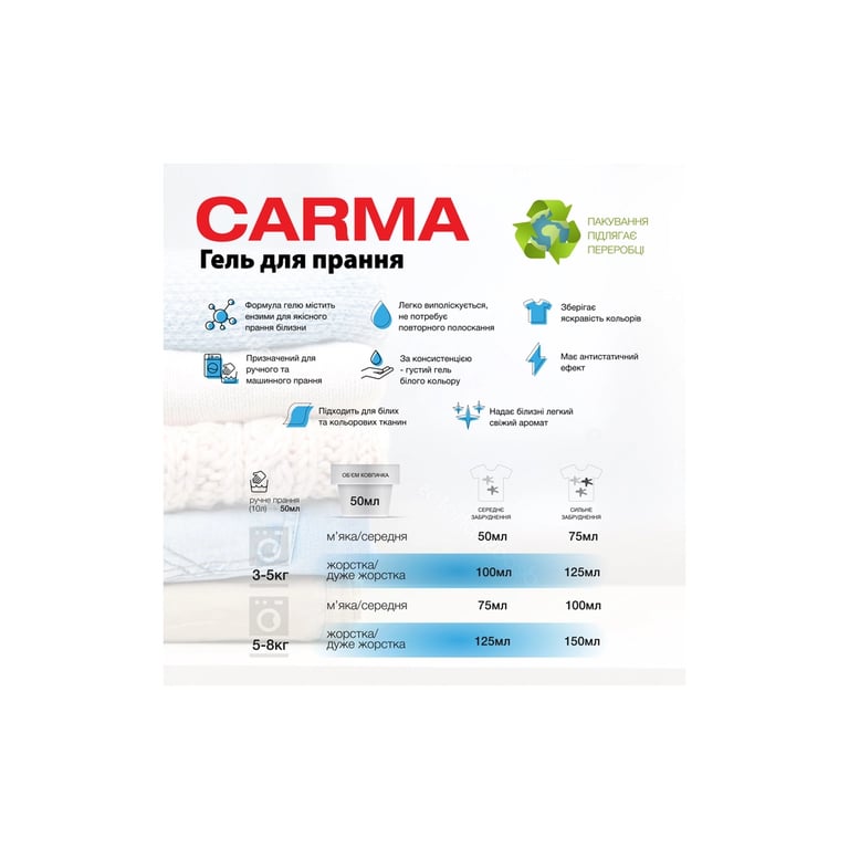 Гель для прання Carma Універсальний 1.95 л (4823098414728) - фото 3