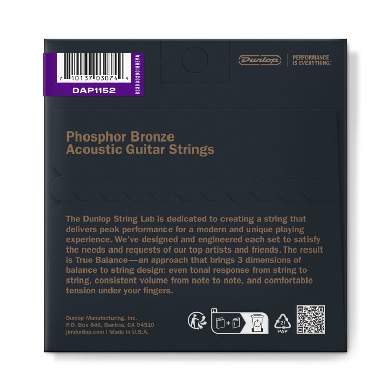 Струни для гітари Jim Dunlop Phosphor Bronze Acoustic Guitar Strings (11-52) (DAP1152) - фото 2