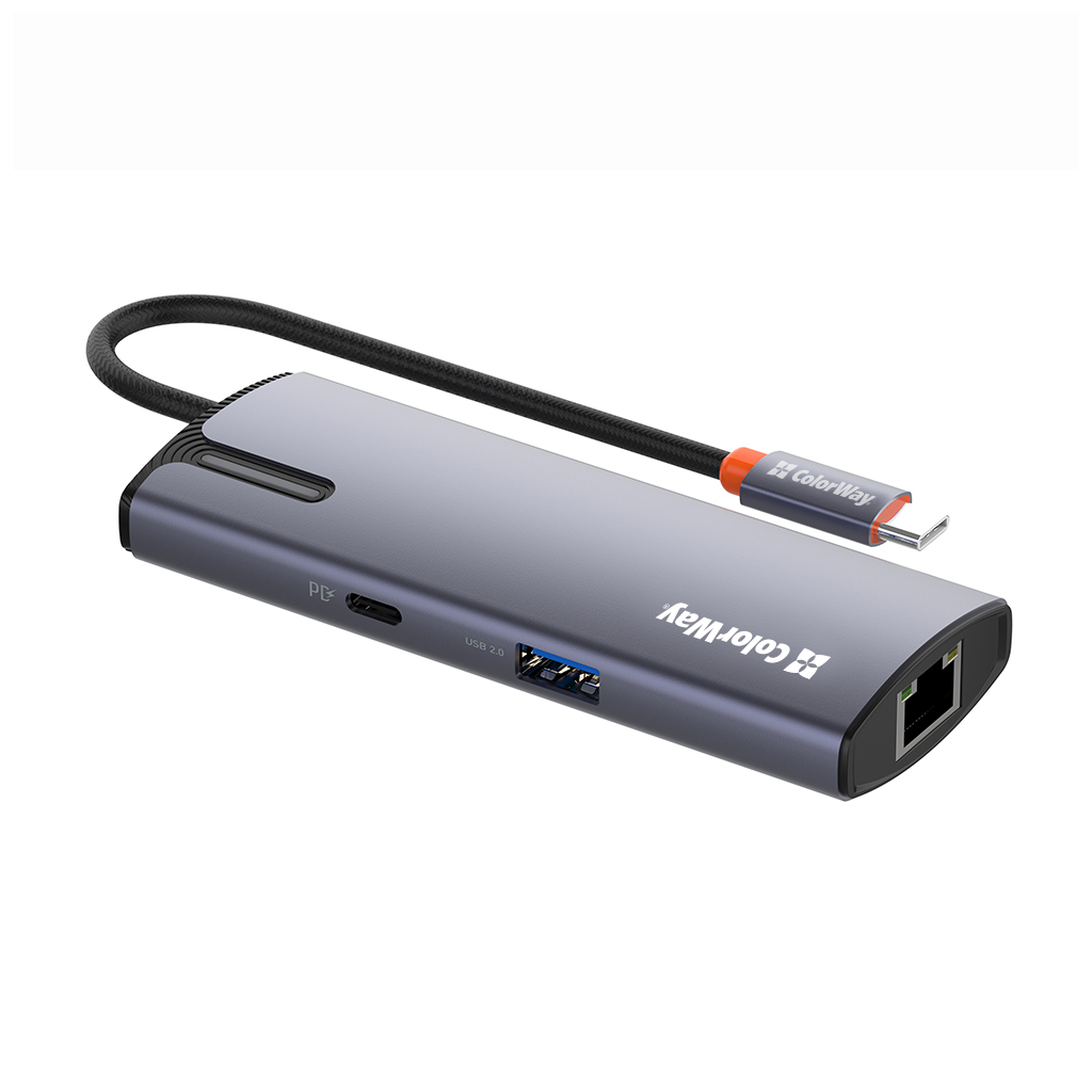 Порт-реплікатор ColorWay Docking Station USB-C 6-в-1 Type C PD 100W/USB3.0х3/USB2.0/RJ45 (CW-HUB03) Порт-реплікатор ColorWay Docking Station USB-C 6-в-1 Type C PD 100W/USB3.0х3/USB2.0/RJ45 (CW-HUB03)