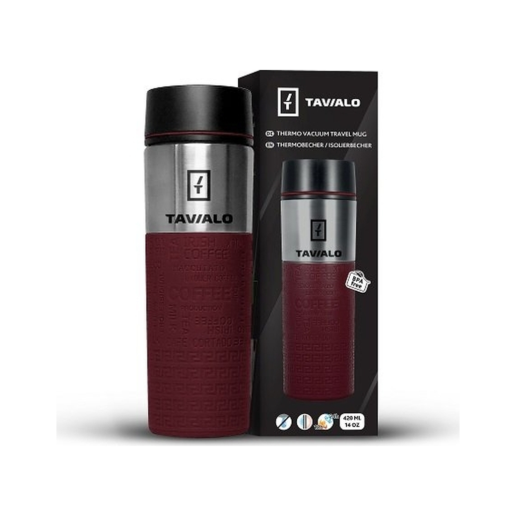 Термокружка Tavialo + 2 ущільнювальних кільця 420 мл Бордовий (190420103) - фото 4 Термокружка Tavialo + 2 ущільнювальних кільця 420 мл Бордовий (190420103) - фото 4