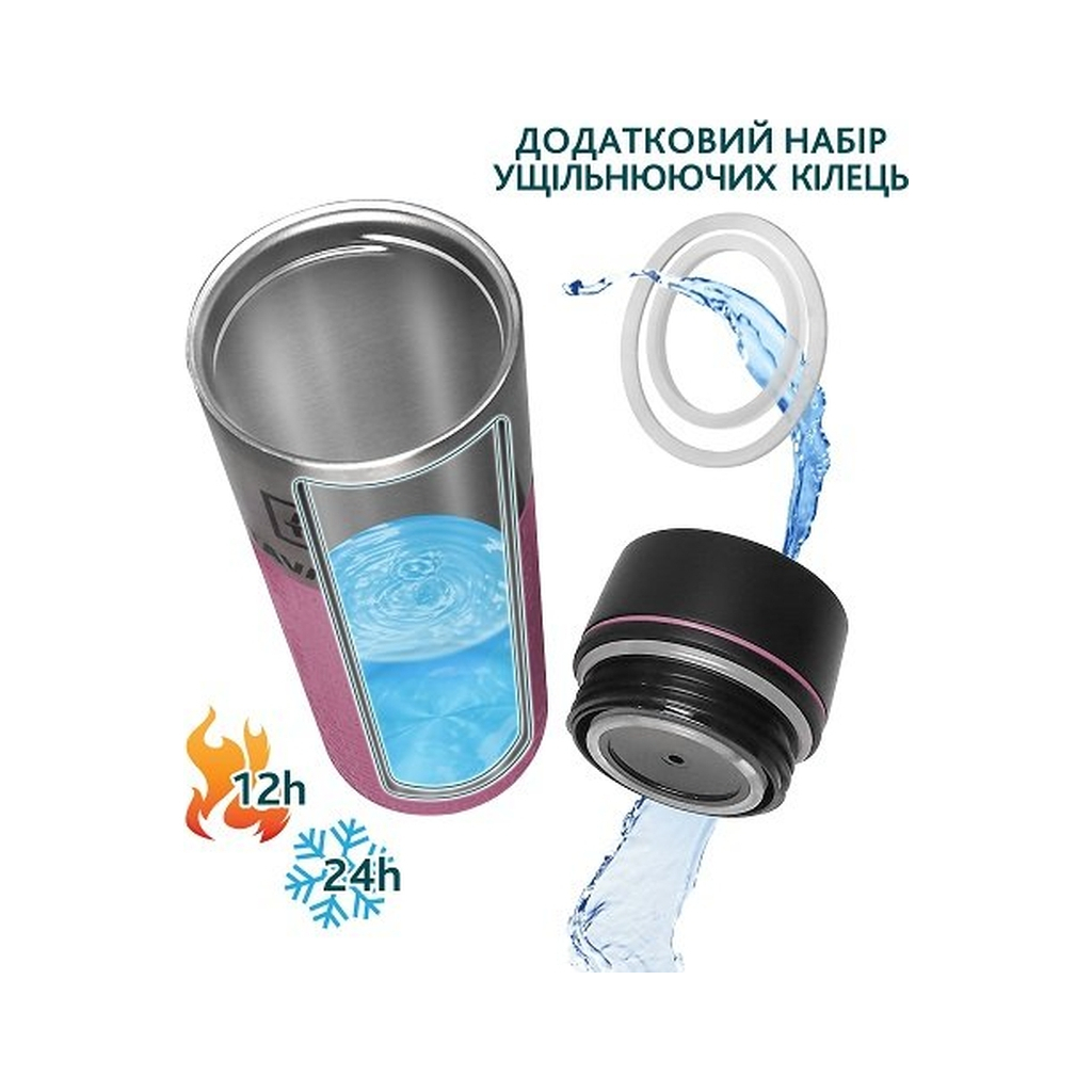 Термокружка Tavialo + 2 ущільнювальних кільця 420 мл Рожевий (190420111) - фото 2 Термокружка Tavialo + 2 ущільнювальних кільця 420 мл Рожевий (190420111) - фото 2