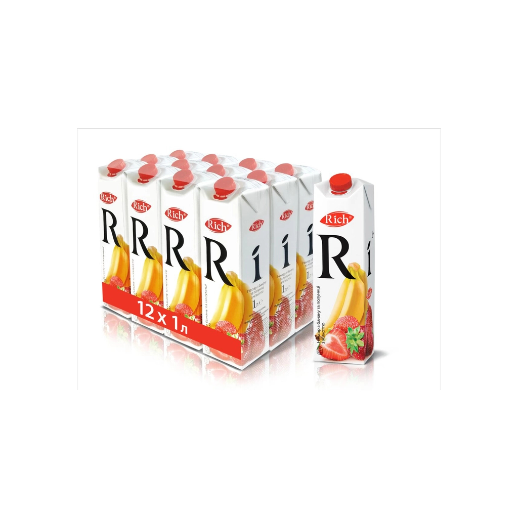 Сік Rich Бананово-полуничний нектар з м'якоттю 1 л (4820039352750) - фото 2 Сік Rich Бананово-полуничний нектар з м'якоттю 1 л (4820039352750) - фото 2