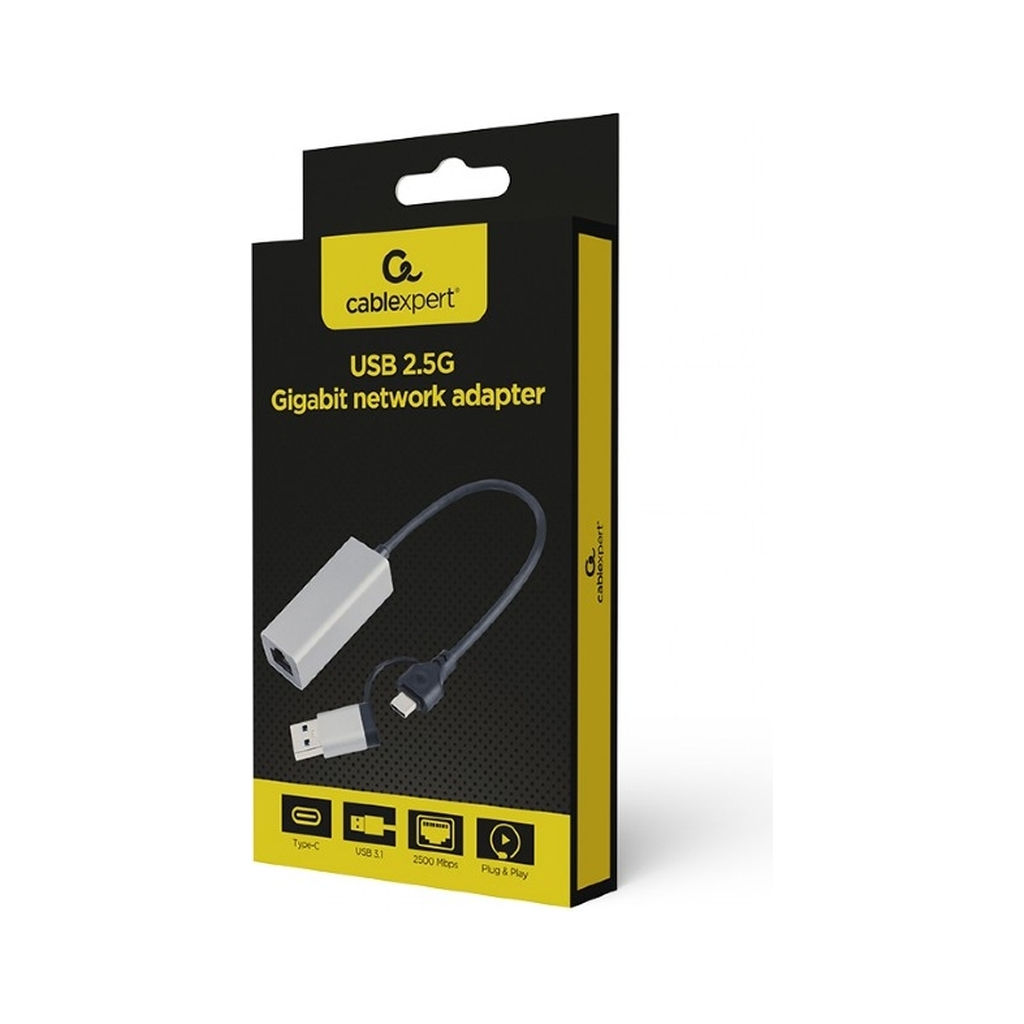 Адаптер USB-A /C to Lan 2.5 Gbit/s Cablexpert (A-USB3AC-LAN2G-01) - фото 2 Адаптер USB-A /C to Lan 2.5 Gbit/s Cablexpert (A-USB3AC-LAN2G-01) - фото 2
