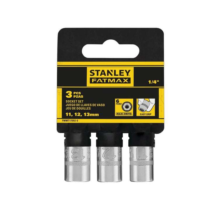 Набір головок Stanley торцевих 1/4" Maxi Drive, із шестигранним профілем, 3 шт: 11, 12, 13 мм. (FMMT17092-0) - фото 2