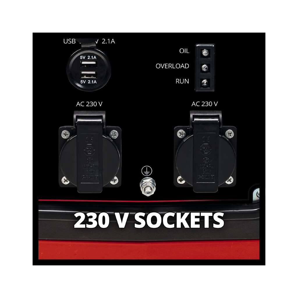 Генератор Einhell інверторний TC-IG 2000, 230В (1 фаза), 1.8/2kW, ручний старт, 21.6кг (4152590) - фото 5 Генератор Einhell інверторний TC-IG 2000, 230В (1 фаза), 1.8/2kW, ручний старт, 21.6кг (4152590) - фото 5