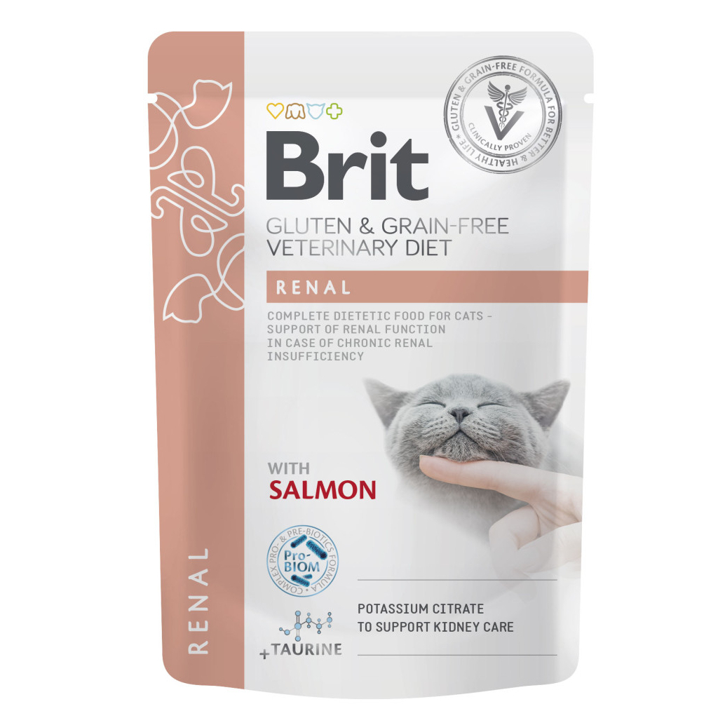 Вологий корм для кішок Brit GF VetDiets Renal з лососем 85 г (8595602566709) - фото 1 Вологий корм для кішок Brit GF VetDiets Renal з лососем 85 г (8595602566709) - фото 1