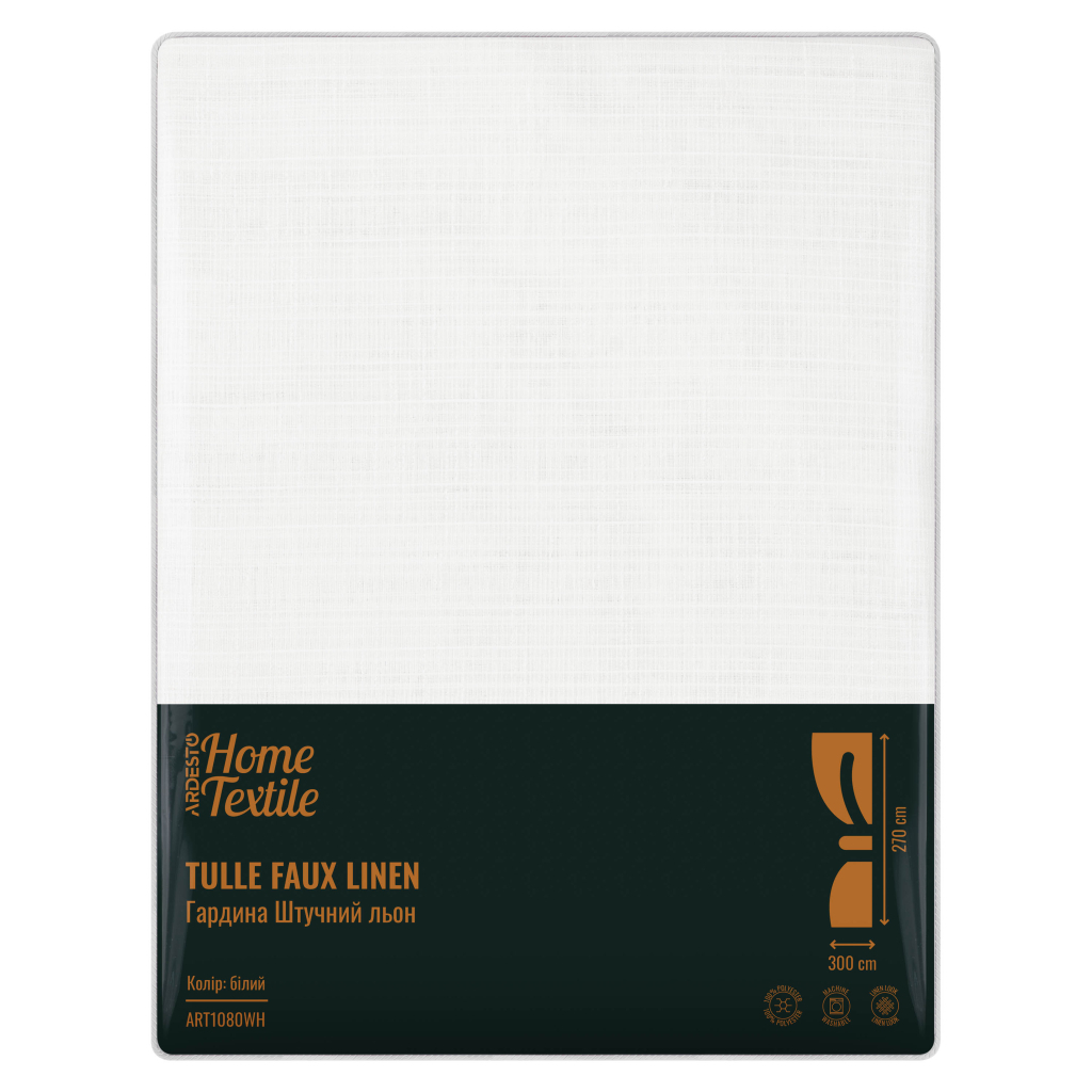 Штора Ardesto Гардина штучний льон 100% поліестер 300х270 см, білий (ART1080WH) - фото 5 Штора Ardesto Гардина штучний льон 100% поліестер 300х270 см, білий (ART1080WH) - фото 5
