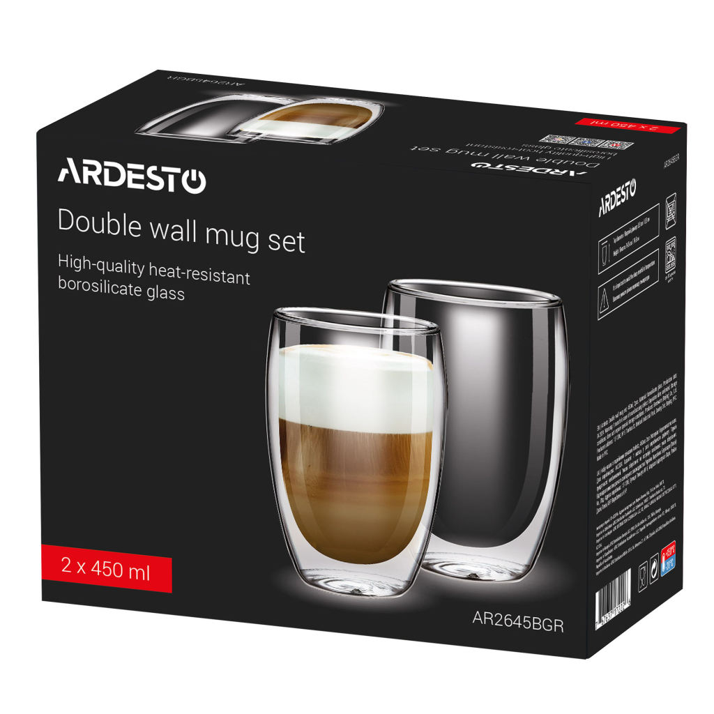 Набір склянок Ardesto з подвійними стінками BGR 450 мл 2 шт прозорий (AR2645BGR) - фото 2 Набір склянок Ardesto з подвійними стінками BGR 450 мл 2 шт прозорий (AR2645BGR) - фото 2