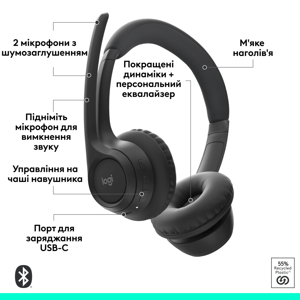 Навушники Logitech Zone 305 for Business Bluetooth Black (981-001458) - фото 6 Навушники Logitech Zone 305 for Business Bluetooth Black (981-001458) - фото 6
