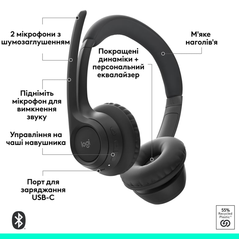 Навушники Logitech Zone 305 for Business Bluetooth Black (981-001458) - фото 6