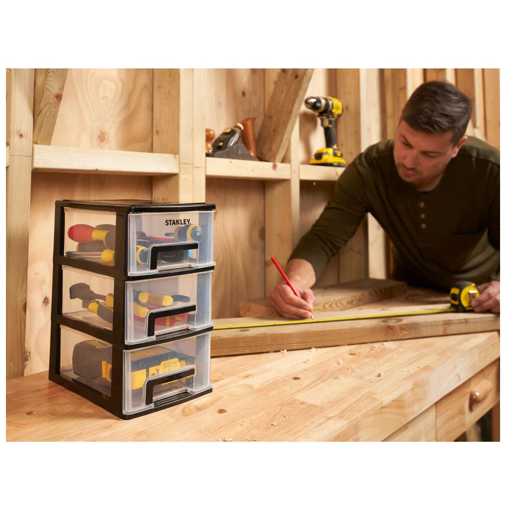 Ящик для інструментів Stanley вертикальний з 3-ма висувними відділеннями, пластмасовий, 239x180x302 мм (STST40711-1) - фото 3 Ящик для інструментів Stanley вертикальний з 3-ма висувними відділеннями, пластмасовий, 239x180x302 мм (STST40711-1) - фото 3