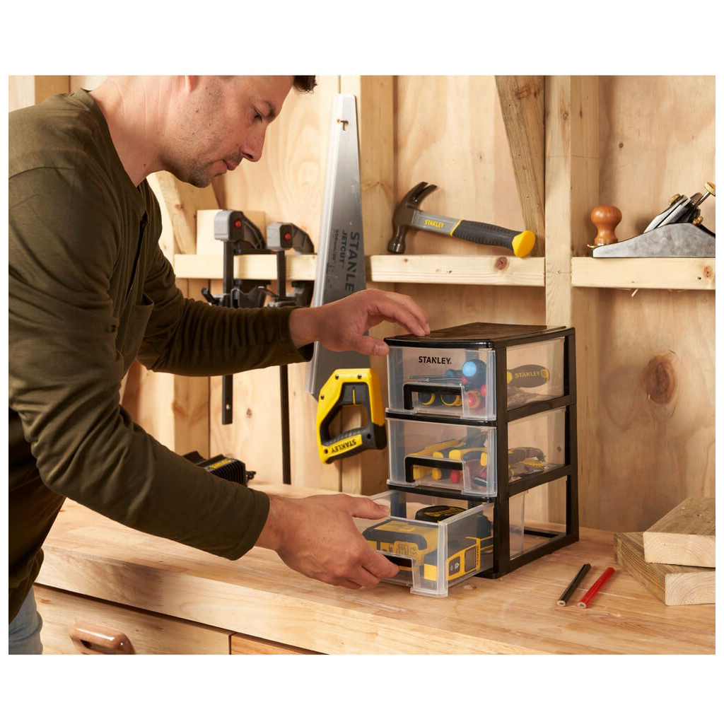 Ящик для інструментів Stanley вертикальний з 3-ма висувними відділеннями, пластмасовий, 239x180x302 мм (STST40711-1) - фото 5 Ящик для інструментів Stanley вертикальний з 3-ма висувними відділеннями, пластмасовий, 239x180x302 мм (STST40711-1) - фото 5