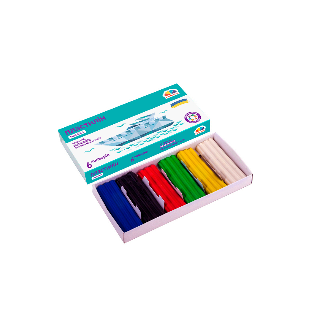 Пластилін ГАММА'UA Мозаїка 6 кольорів 72 г (4820219217084) - фото 2 Пластилін ГАММА'UA Мозаїка 6 кольорів 72 г (4820219217084) - фото 2