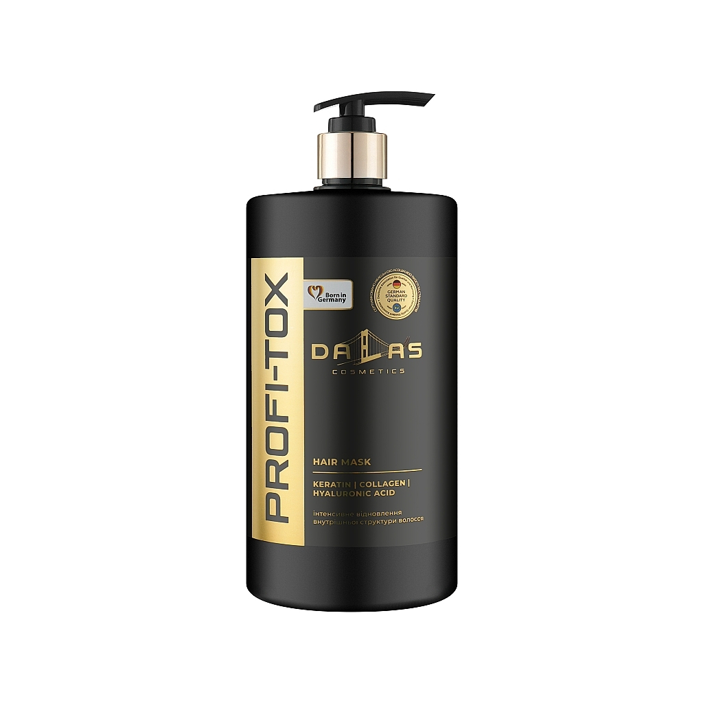 Маска для волосся Dalas Cosmetics Profi-Tox Hair Mask З кератином, колагеном та гіалуроновою кислотою 900 мл (4262396141514) Маска для волосся Dalas Cosmetics Profi-Tox Hair Mask З кератином, колагеном та гіалуроновою кислотою 900 мл (4262396141514)