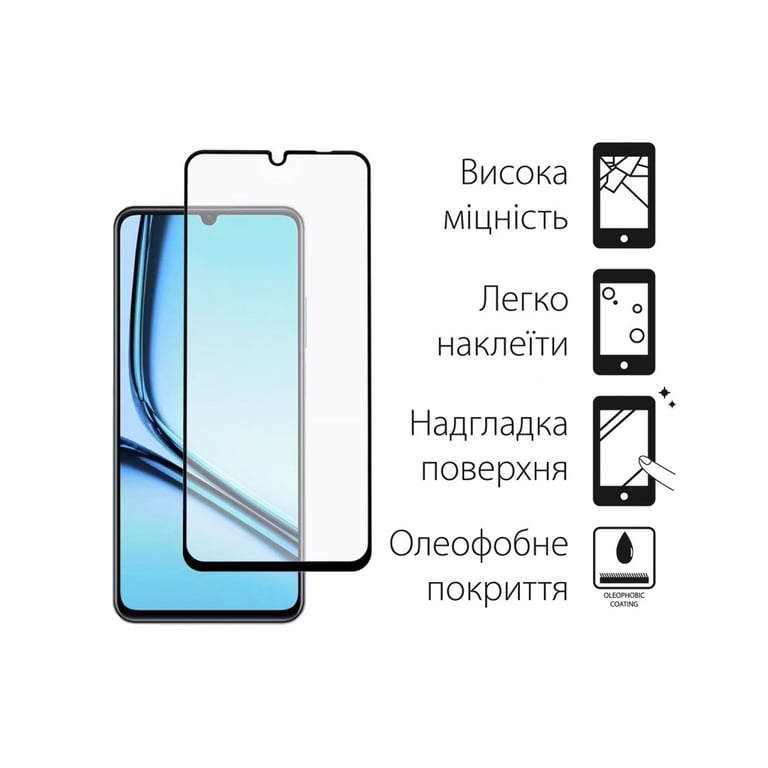 Скло захисне Dengos Ful Glue Realme Note 50 (black) (TGFG-371) - фото 2