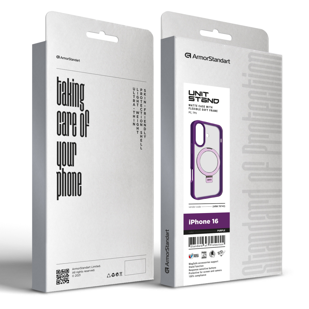 Чохол до мобільного телефона Armorstandart Unit Stand Apple iPhone 16 Purple (ARM78743) - фото 2 Чохол до мобільного телефона Armorstandart Unit Stand Apple iPhone 16 Purple (ARM78743) - фото 2