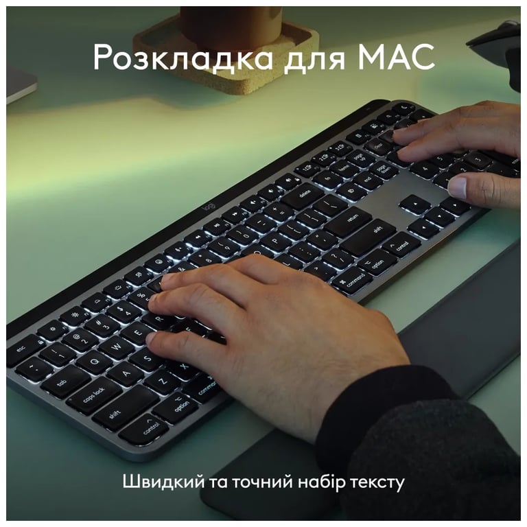 Клавіатура Logitech MX Keys S для MAC Bluetooth/Wireless UA Space Grey (920-011637) - фото 5