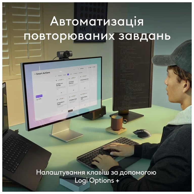 Клавіатура Logitech MX Keys S для MAC Bluetooth/Wireless UA Space Grey (920-011637) - фото 7