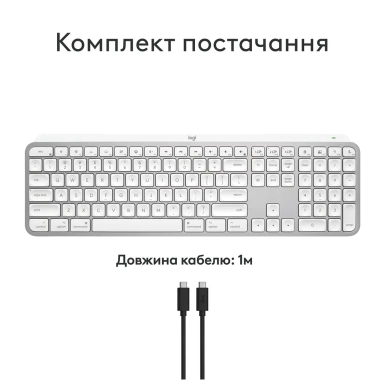 Клавіатура Logitech MX Keys S для MAC Bluetooth/Wireless UA Pale Grey (920-011638) - фото 11