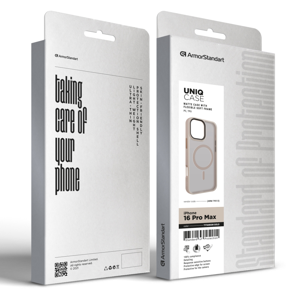 Чохол до мобільного телефона Armorstandart Uniq MagSafe Apple iPhone 16 Pro Max Titanium Gold (ARM79513) - фото 2 Чохол до мобільного телефона Armorstandart Uniq MagSafe Apple iPhone 16 Pro Max Titanium Gold (ARM79513) - фото 2