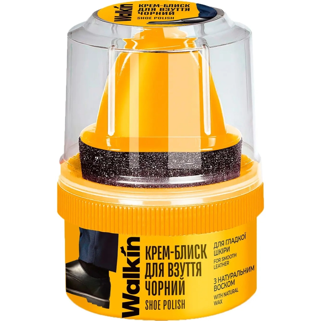 Крем для взуття Walkin Крем-блиск для гладкої шкіри з аплікатором Чорний 50 г (4820184442047) - фото 1 Крем для взуття Walkin Крем-блиск для гладкої шкіри з аплікатором Чорний 50 г (4820184442047) - фото 1