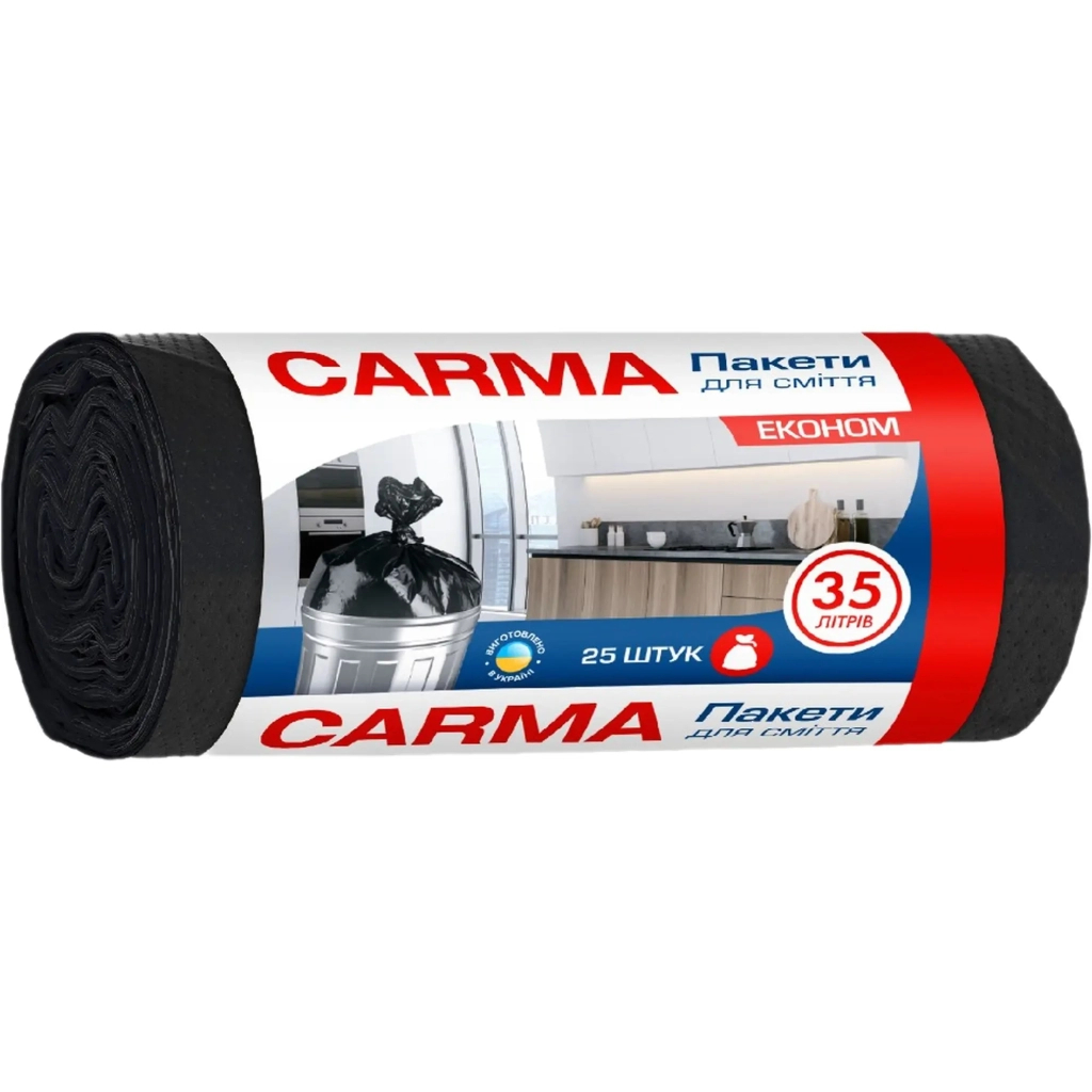 Пакети для сміття Carma Економ Чорні 6 мкм 35 л 25 шт. (4823098414698) - фото 1 Пакети для сміття Carma Економ Чорні 6 мкм 35 л 25 шт. (4823098414698) - фото 1