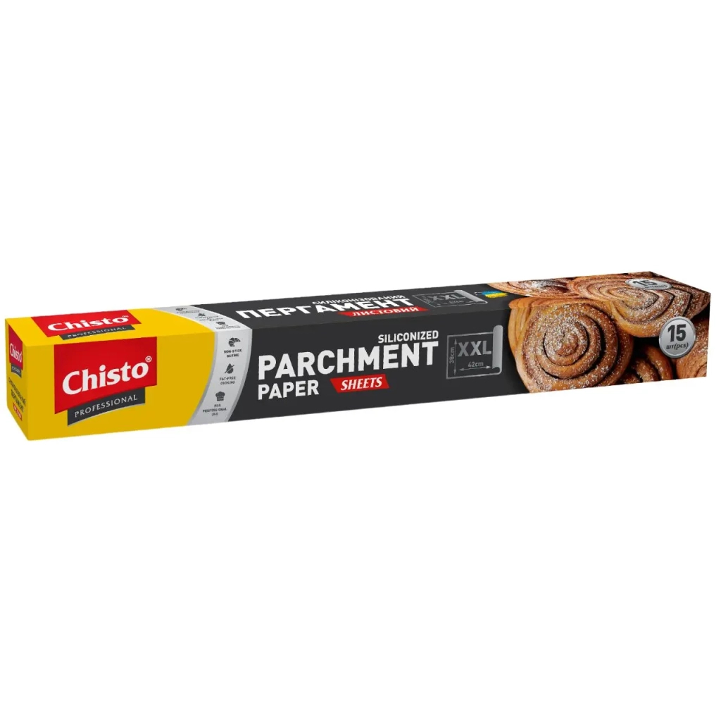Папір для випічки пергаментний Chisto Professional XXL Листовий Силіконізований 38 х 42 см 15 шт. (4823098414377) - фото 1