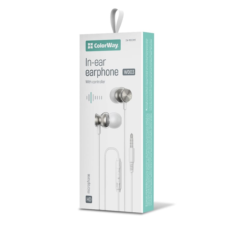Навушники ColorWay 3.5 mm Wired Earphone UrbanBeat White (CW-WD03WT) - фото 2